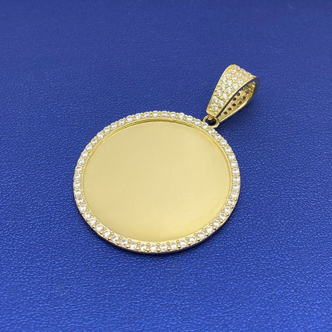 10k CZ Custom Round Picture Pendant M